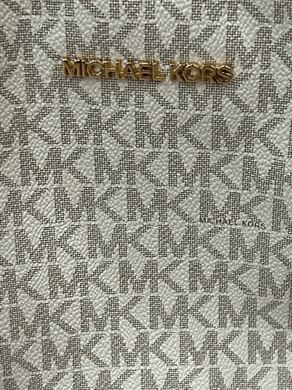Michael Kors Cream and Brown Logo-Print Tote with Gold Hardware - Picture 2 of 11